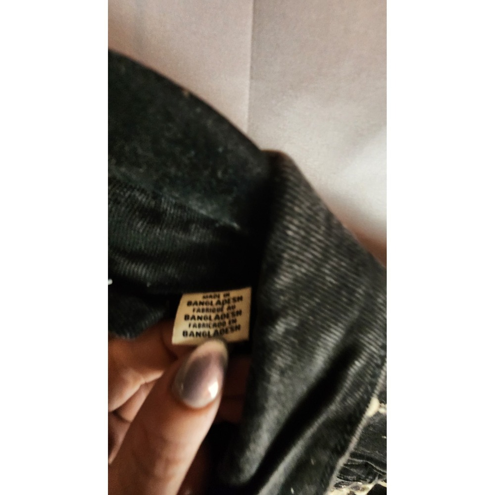Levis Custom Acid Wash Bleach Distressed Denim Jacket Black Y2K Punk Grunge XL - Picture 3 of 9
